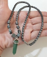Hematite Magnetic Beads Healing Necklace with Jade Pendant