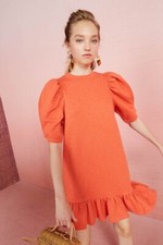 Ulla Johnson Landry Sweatshirt Puff Sleeve Dress P XS 00 Orange