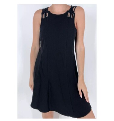Free People Baby Love Dress Womens Size S Black Cut Out Back Mini