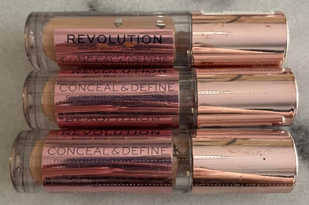 Revolution Conceal Define Full Coverage Concealer and Contour C10 Lot of 3