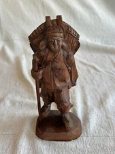 Vintage Asian Wood Carving, 8.5X3.5, primitive, handmade, rustic, showpiece