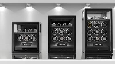 DUKWIN Fingerprint 3 6 9 Watch Winder Box with Extra Watches