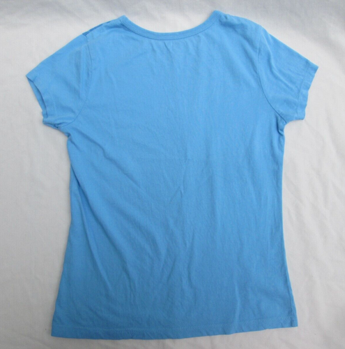 ❤ CRAZY 8 girls LOVE blue shirt L 10 12 heart short sleeves sparkle - Picture 7 of 22