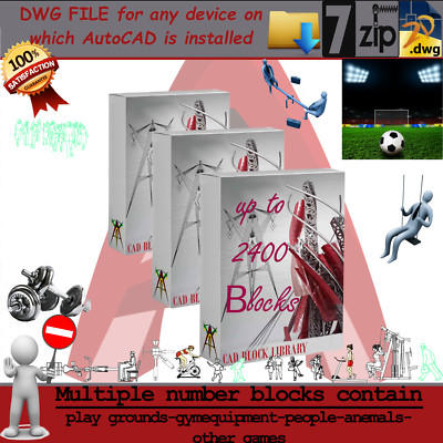 AUTOCAD SOFTWARE DWG FILE ARCHITECTURE BLOCK 2D SPORT & game's people & places