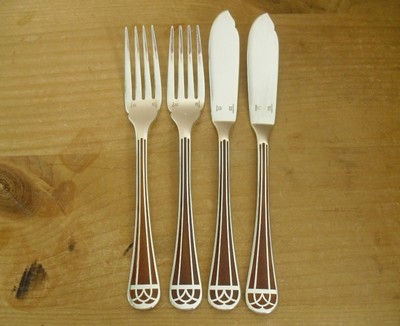 Zwei Paar Christofle Talisman Sienna versilberte Fischmesser & Gabeln
