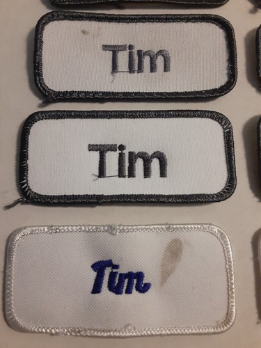 EMBROIDERED NAME PATCHES "TIM" SEW ON TAGS White/Gray/Blue Lot of 12 VINTAGE - Picture 5 of 6