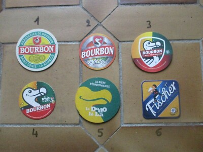  2 UNTER BOCK ZUR AUSWAHL TO CHOOSE BIER (BEER COASTER) DODO FISCHER BOURBON REUNION