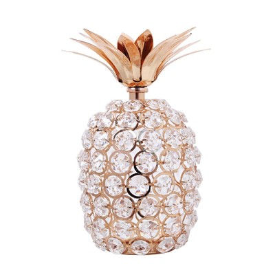 Gold Crystal Beads Pineapple Ornament Handmade Decorative Fruit Figurine