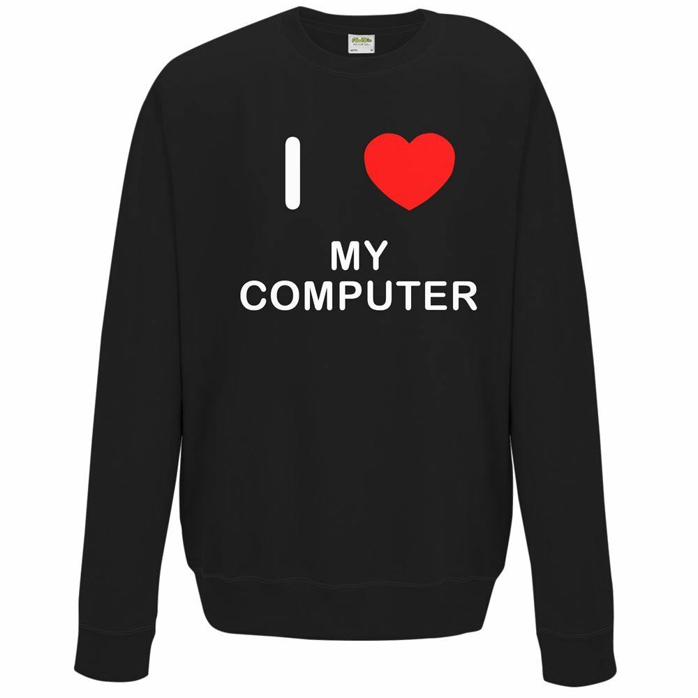 Adorable My Computer I Love Crew Neck Long Sleeve Sweatshirt for Adults