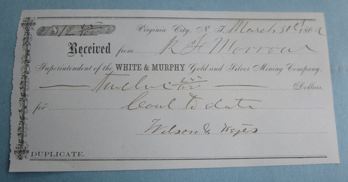 1867 - WHITE & MURPHY GOLD and SILVER MINING Co. - Documento de recibo - NEVADA