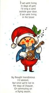 Vintage Ogden Nash CHRISTMAS Greeting CARD Carol Singer Lute Mid Century Modern