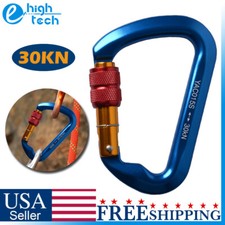 30KN Heavy Duty D-Shape Aluminum Rock Climbing Hiking Screw Gate Lock Carabiner