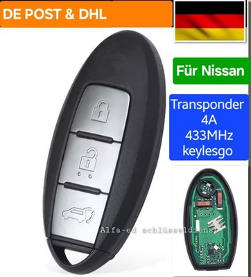 Keylessgo Schlüssel 3 Tasten für Nissan Xtrail Qashqai TIIDA  4A  433MHz [13]