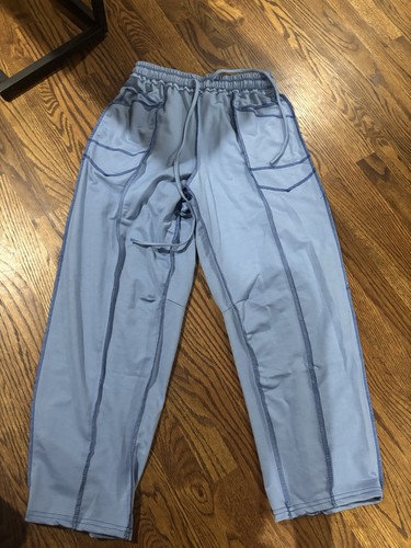 Pantalone a botte vita media tasche coulisse taglia small blu nuovo - Foto 2 di 4