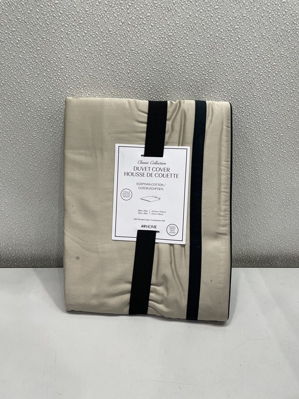 H&M Queen 400 Thread Count Egyptian Cotton Duvet Cover Set, Beige & Patterned