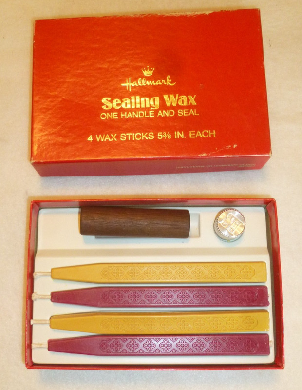 Vintage Hallmark Sealing Wax Kit Handle Seal Letter R & 4 Wax Sticks New in Box