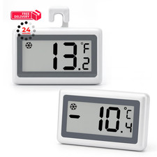 2 Pack Refrigerator Thermometer Digital, Fridge Freezer Compact, White