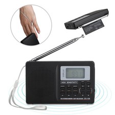 Portable FM/AM/SW/LW/TV Radio Receiver w/ Digital Stereo Speaker Alarm Earphone