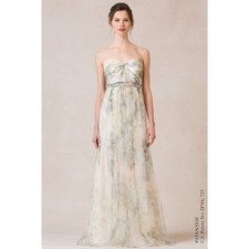 Jenny Yoo Collection 10 Annabelle Print Maxi Dress Ivory Sage Watercolor Pleated