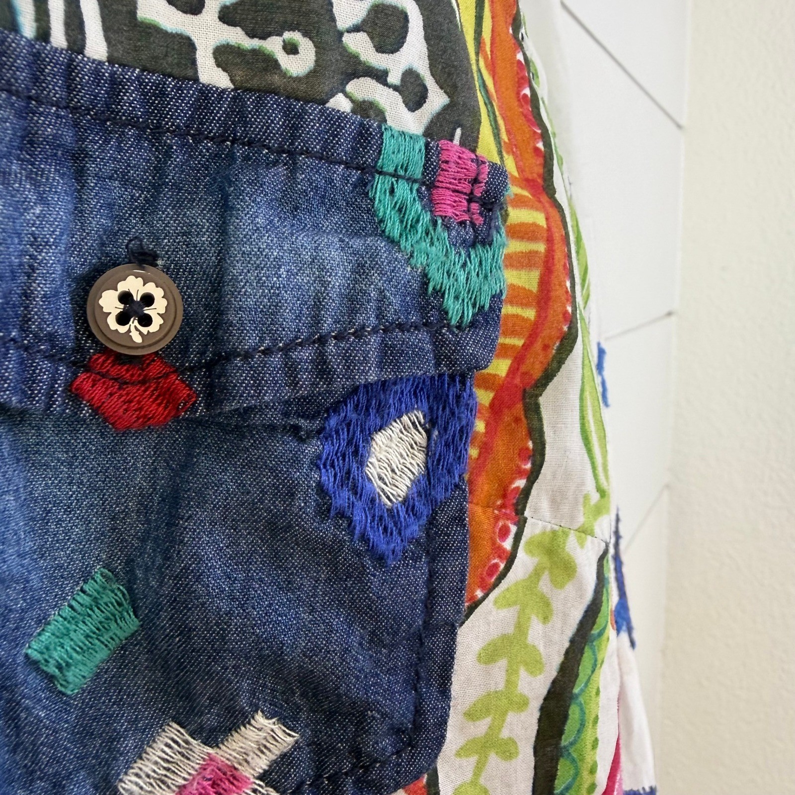 Desigual MAURICIO Patchwork Button Down Shirt Flo… - image 9