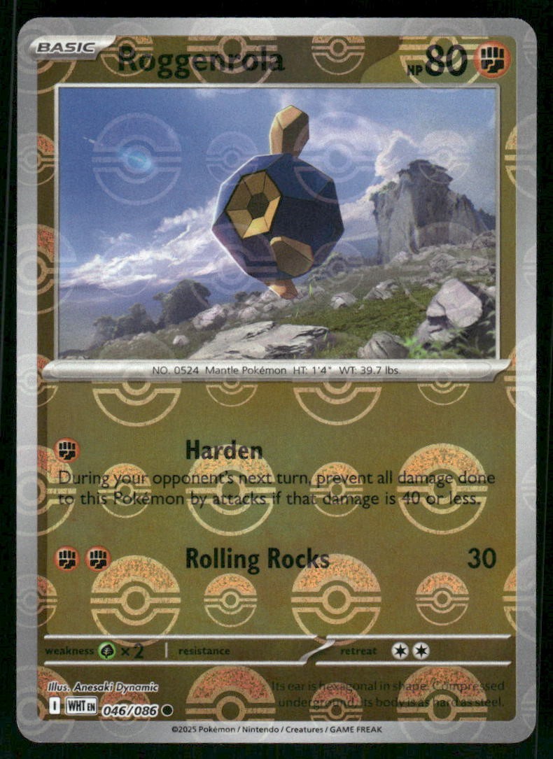 Roggenrola (Poke Ball Pattern) 046/086 Common Holo NM Pokemon SV: White Flare