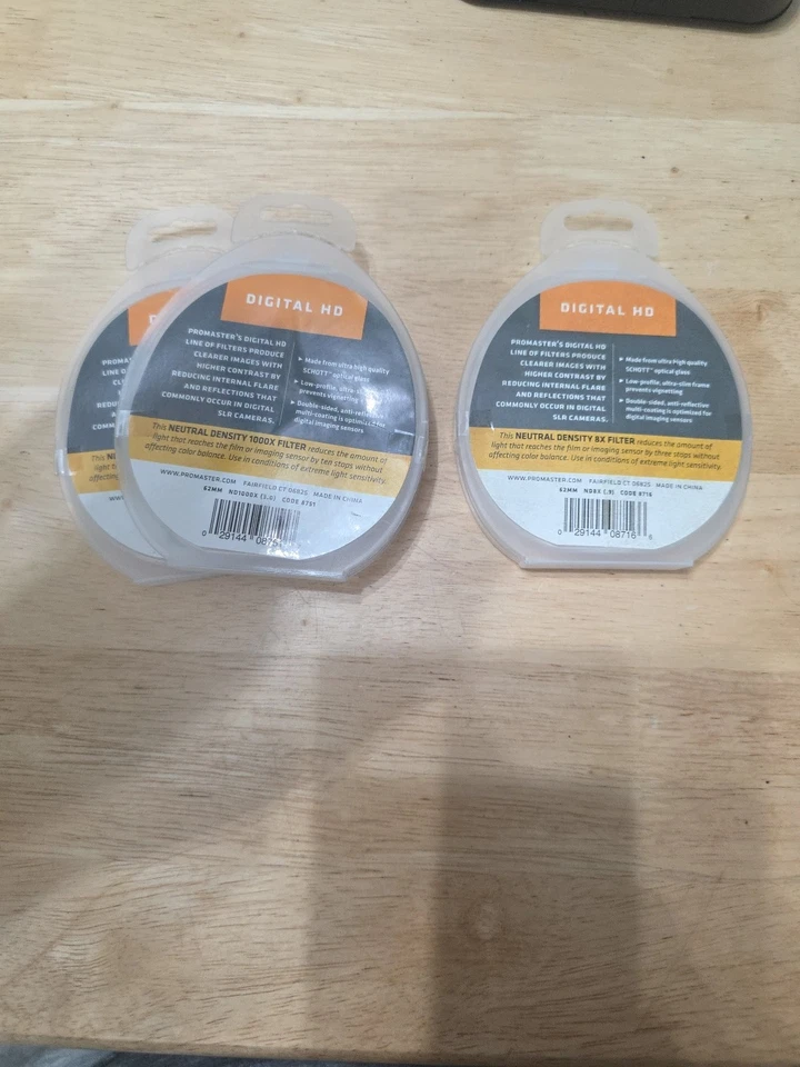 62 MM Filters 2-ND1000X (3.0) CODE 8751  1-ND8X (.9) NEUTRAL DENSITY FILTR - Image 2 of 2