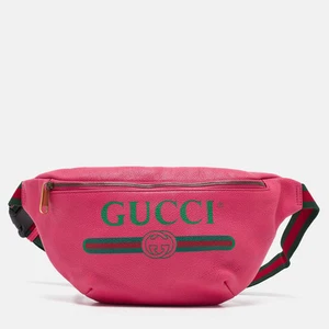 Sac ceinture Gucci en cuir rose logo toile