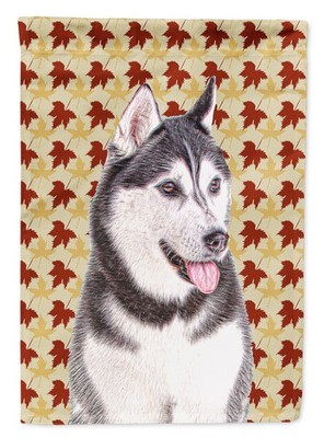 Caroline's Treasures Fall Leaves Alaskan Malamute Garden Flag KJ1203GF