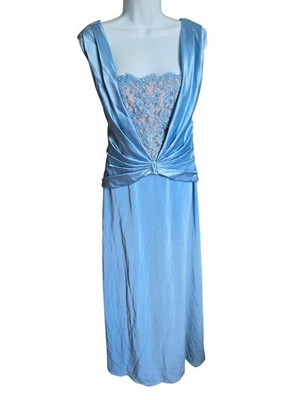 Montage by Mon Cheri Blue Beaded Lace Evening Dress - Size 18
