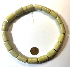 VINTAGE YELLOW TURQUOISE SMOOTH TUBE BEADS 20X15 MM 15" BELOW WHOLESALE