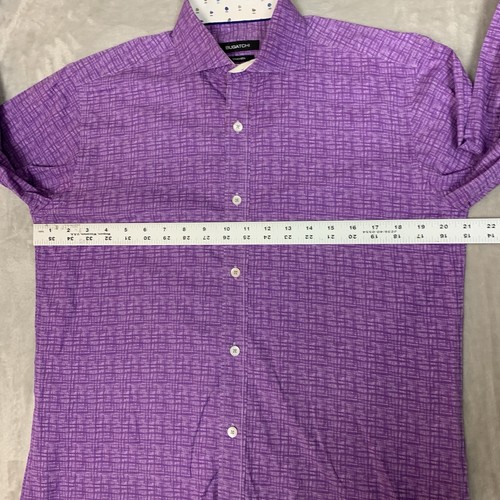 Bugatchi Flip Cuff Shirt Mens Medium Purple Geometric Shaped Fit Long Sleeve - Picture 4 of 7