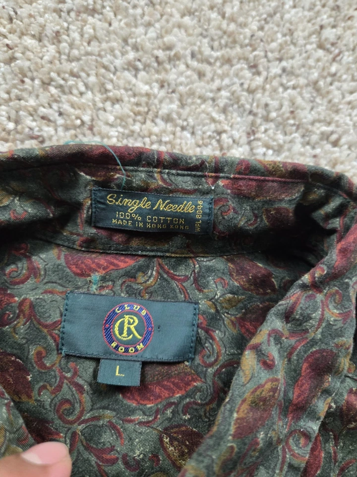 Vintage Club Room Shirt Mens XL Blue Paisley Garland Button Up Long Sleeve 90s - Image 4 of 4