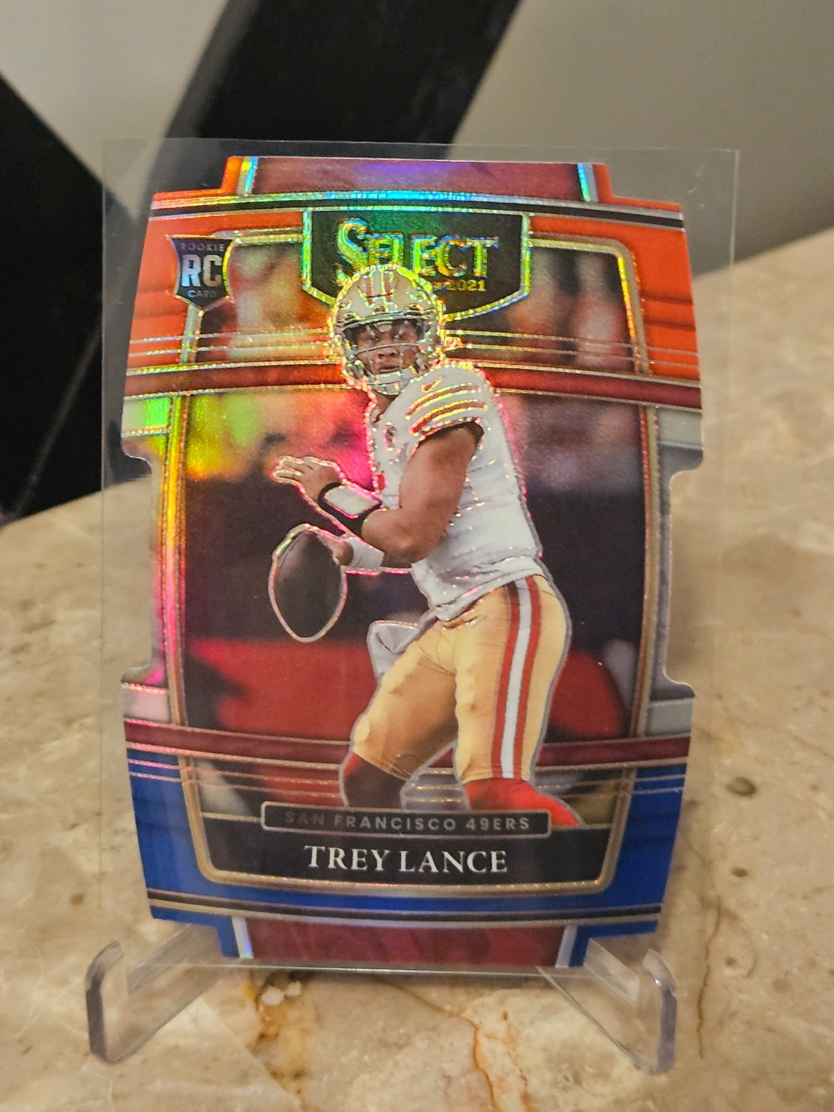 2021 Panini Select - Concourse Trey Lance #45 Red & Blue Prizm Die-Cut (RC)