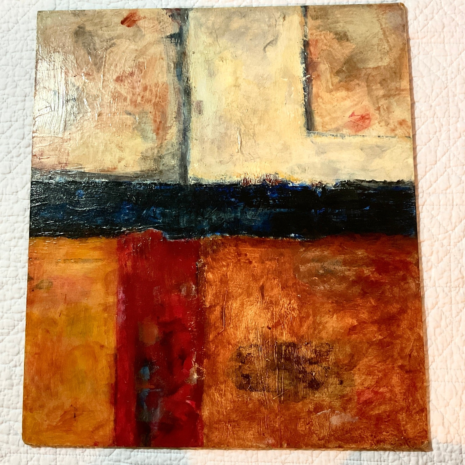 Modernist abstract oil painting camp painted Santa Monica pier