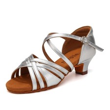 Girls Latin Salsa Ballroom Dance Shoes Low Heel Performance Practice Dancing ...