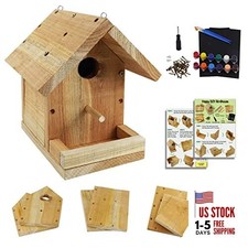 DIY Birdhouse Kit with Paint Set - Kids' Wood Craft Kits - Make a Bird House