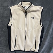 Vintage The North Face Mens XL Beige Full Zip Fleece Vest Denali Made in USA
