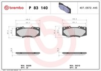 Vorderachse Brembo P 83 140 Bremsbelagsatz, Scheibenbremse FüR Toyota