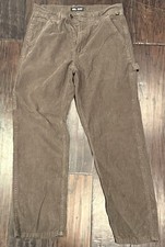 VANS Men's Corduroy Cargo Pants Size 33 Brown Loose Tapered for Skater