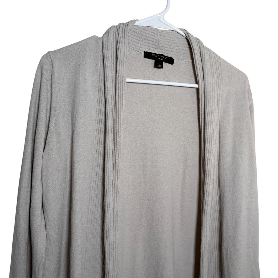 Suéter feminino Nine West cardigã aberto grande malha sólida casual leve - Imagem 2 de 4