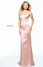 Sherri Hill 52613 Stretch Satin Trumpet Gown Lace-Up Open Back Formal Dress Sz 4