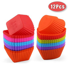 12 Silicone Cupcake Liner Reusable Baking Cups Muffin Liner Chocolate Candy Mold
