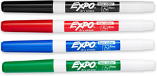 EXPO 86074 Low-Odor Dry Erase Markers, Fine Point, Assorted Colors, 4-Count