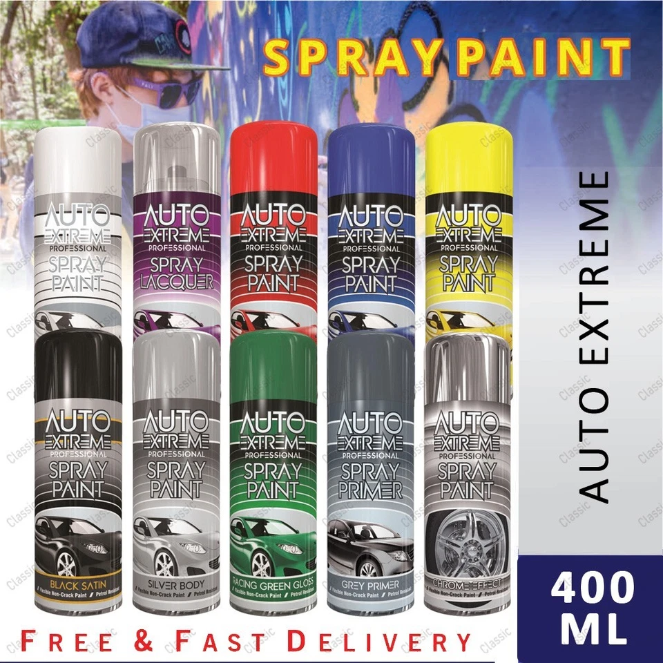 PAINT FACTORY COLOUR IT Auto Extreme Aerosol Spray Paint can Gloss Matt Satin Wood Metal Plastic 400ml