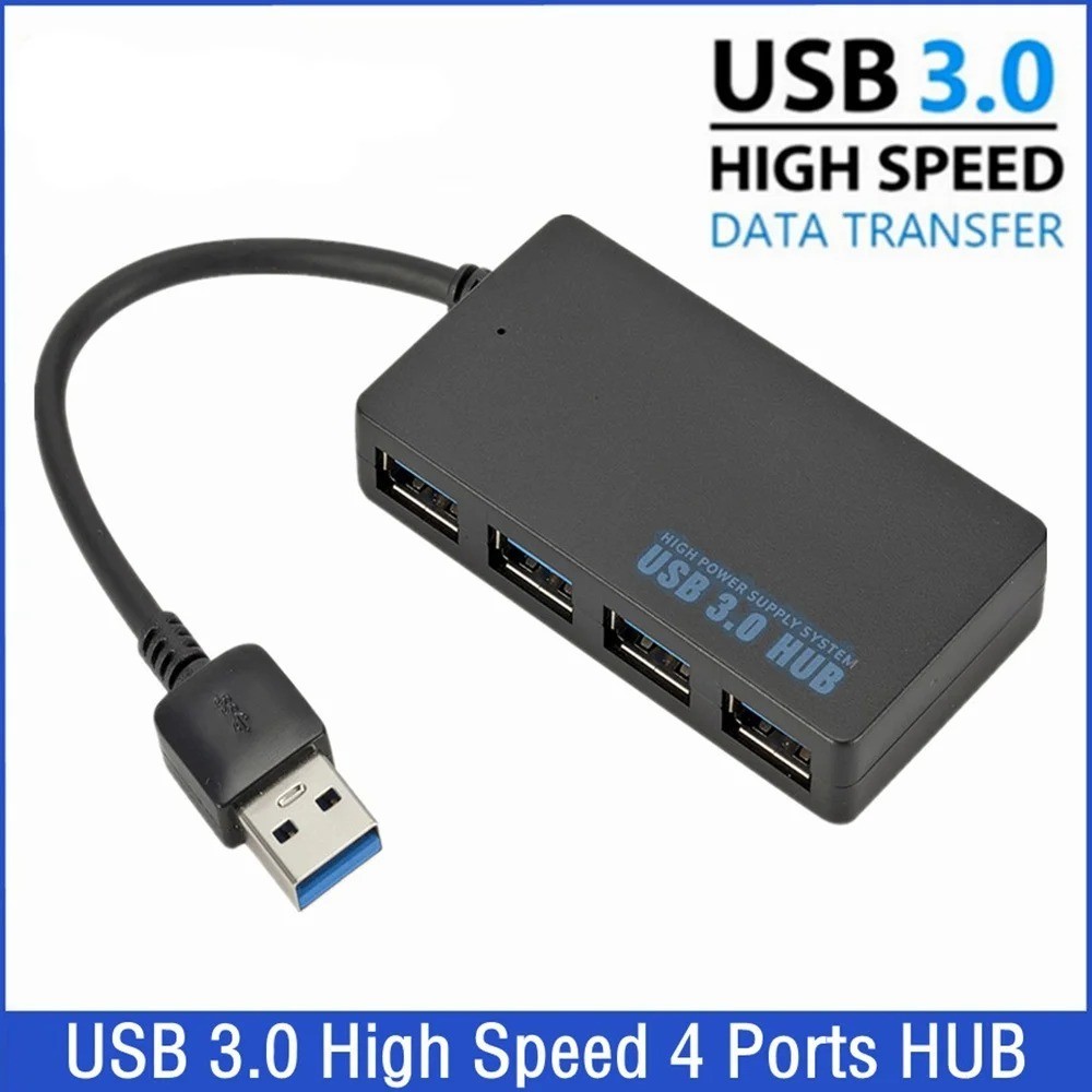 USB 3.0 Hub 4 Port High Speed Multi Port Splitter for PC Lap