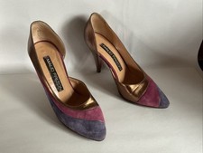 Vintage Maud Frizon Size 6.5 Suede Pink Purple Bronze High Heel Pumps
