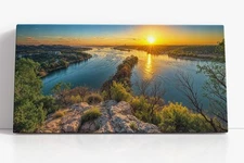River Sunset Canvas Print | Scenic Nature Wall Art | Golden Twilight Landscape