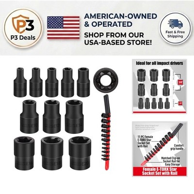 11-Piece E-Torx Socket Set | Durable Chrome Vanadium Steel with Organizer