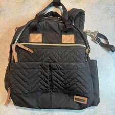 Skip Hop Black Backpack Diaper Bag Quilted Faux Leather Trim baby diaper bag