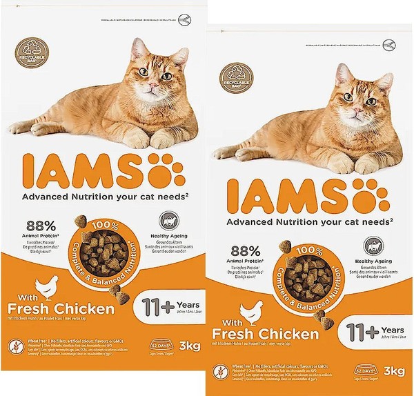 (€6,72/Kg) Iams Senior Cat 11+ Chicken Advanced Nutrition Mit Huhn 2 X 3 Kg-image